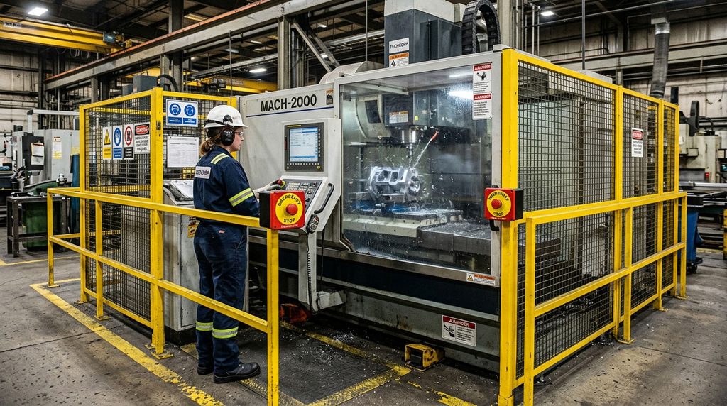 Industrial machine guarding and manufacturing worker safety